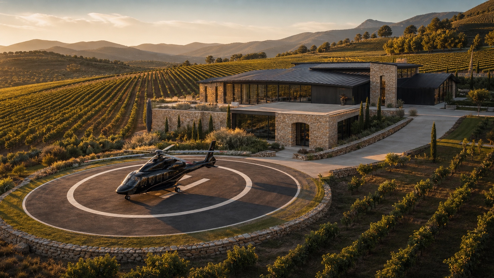 Bodega premium con helipuerto para una experiencia de aviación privada